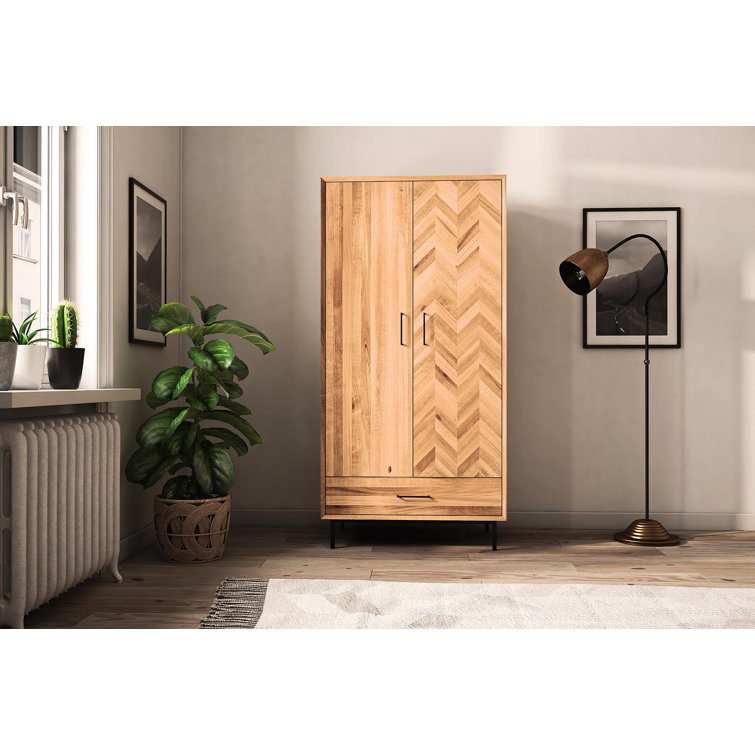 Solid wood deals 2 door wardrobe